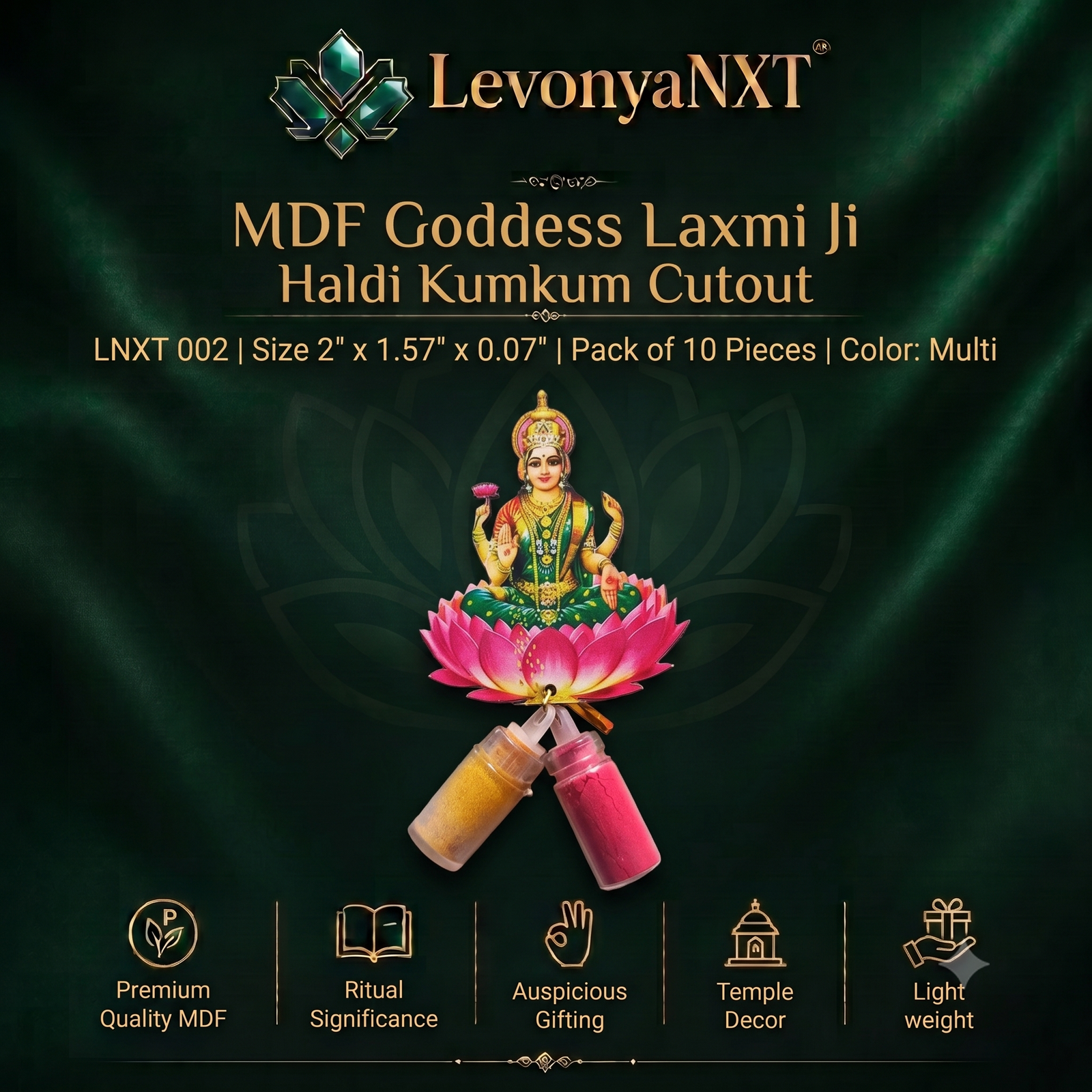 LNXT 002 Stunning Lakshmi Idols with Haldi Kumkum Bottles for Return Gifts I Pack of 10 Pieces 1 LevonyaNXT Stunning Lakshmi idols with haldi kumkum bottles for return gifts pack of 10 by LevonyaNXT