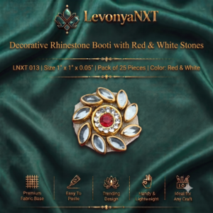 Decorative Rhinestone Booti with Red & White Stones Pack of 25 for making decor crafts LNXT 015
