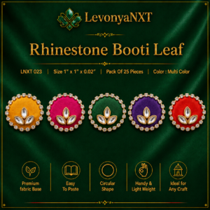 Rhinestone Booti Leaf Pack of 25 multi-color fabric patches for Diwali decor and dresses LNXT 023