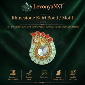 Premium LevonyaNXT Rhinestone Kairi Booti Motif patch with green and red stones"