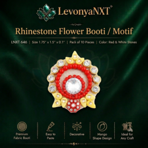 Premium LevonyaNXT Rhinestone Flower Booti Motif with red and white stones