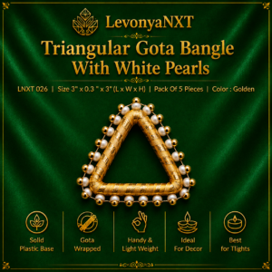 Triangular Gota Bangles With White Pearls Pack of 5 golden plastic bangles for Diwali decor LNXT 026