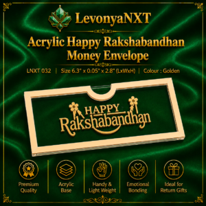 Acrylic Happy Rakshabandhan Money Envelope golden cash holder for gifting and return gifts LNXT 032