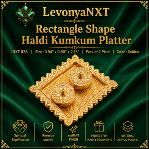 LNXT 038 Rectangle Shape Haldi Kumkum Platter gold plated acrylic container for pooja and return gifts