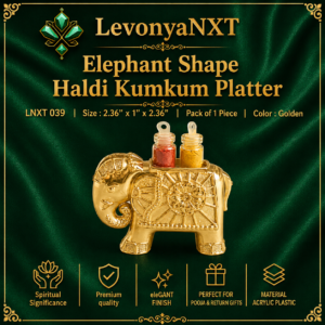 LNXT 039 Elephant Shape Haldi Kumkum Platter gold plated container with glass bottles for pooja and return gifts