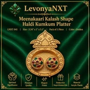 LNXT 041 Meenakari Kalash Shape Haldi Kumkum Platter gold plated container with Swastika and enamel work for pooja