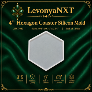 LNXT 044 4 Inch Hexagon Coaster Silicon Mold translucent geometric coaster casting mold for epoxy resin crafts