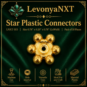 LNXT 053 Star Plastic Connectors 0.78 inch metallic gold 6 point bead spacers for mala making pack of 50 pcs