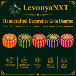 LNXT 064 Handcrafted Decorative Gota Damroo with silk thread wrapping and metallic gold gota ribbons pack of 5 pcs