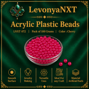 LNXT 072 Acrylic Plastic Beads in vibrant faux pearl round finish in glass bowl pack of 100 grams
