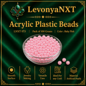 LNXT 073 Acrylic Plastic Beads in baby pink faux pearl round finish in glass bowl pack of 100 grams