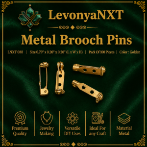 LNXT 080 Metal Brooch Pins in gold finish with 2 holes and safety clasp pack of 100 pieces
