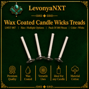LNXT 087 Wax Coated Candle Wicks Treads with metal sustainer tabs multiple sizes pack of 100 pieces