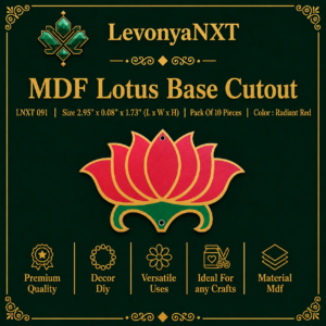 LNXT 091 MDF Lotus Base Cutout in vibrant red and green with dual hanging holes pack of 10 pieces