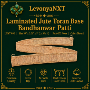 LNXT 092 Laminated Jute Toran Base Bandhanwar Patti 39 inch natural jute strip with hanging rings pack of 2 pieces