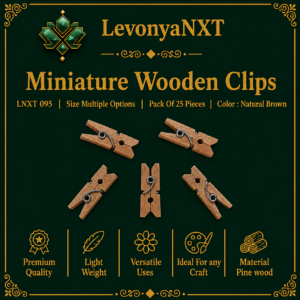 LNXT 095 Miniature Wooden Clips in natural brown pine wood with steel springs pack of 25 pieces