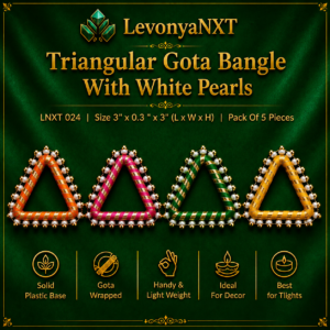 Triangular Gota Bangle With White Pearls Pack of 5 for making tlights and decor hangings LNXT 024