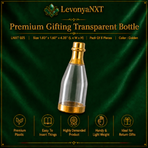 Premium Gifting Transparent Bottle Pack of 6 golden favor bottles for return gifts LNXT 025