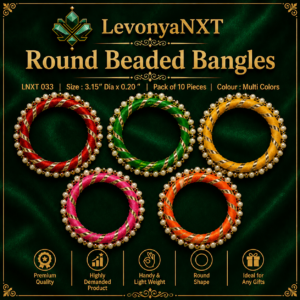 LNXT 033 Round Beaded Bangles Pack of 10 Pieces multi-color plastic rings for tlights and decor crafts