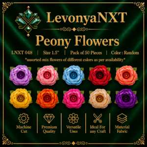 LNXT 048 Peony Flowers 1.5 inch yellow red gradient fabric artificial flower heads pack of 20 pieces