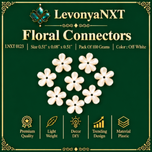 LNXT 0123 Floral Connectors off white pearl finish five petal flower beads pack of 100 grams