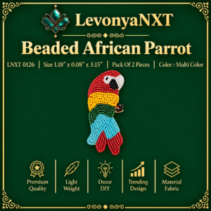 LNXT 0126 Beaded African Parrot multi color seed bead bird patch pack of 2 pieces