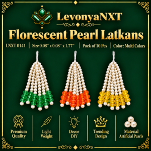 LNXT 0141 Florescent Pearl Latkans handcrafted multi color tiered waterfall fringe tassels pack of 10 pieces