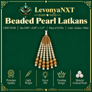 LNXT 0148 Beaded Pearl Latkans handcrafted gold bauble and pearl waterfall fringe tassels pack of 10 pieces