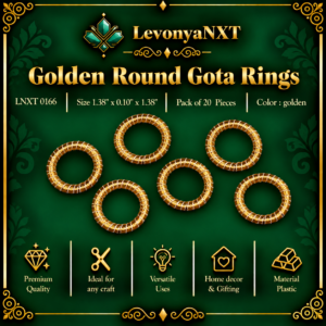 LNXT 0166 Golden Gota Rings handcrafted metallic gold gota ribbon craft rings pack of 20 pieces