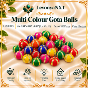 LNXT 0167 Multi Color Gota Balls handcrafted thread-wrapped donut beads with metallic ribbing pack of 100 pieces for latkans and torans