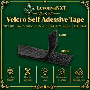 Main Product Image: LNXT 0172 Self Adhesive Velcro Tape black hook and loop 1 inch continuous roll 5 meters for tailoring and crafts