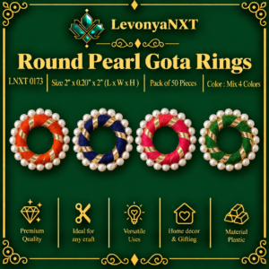 LNXT 0173 Round Pearl Gota Rings | Pack of 50 Pieces | Festive
