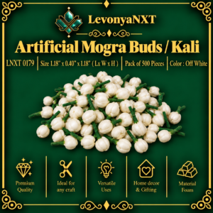 Main Product Image: LNXT 0179 Artificial Mogra Buds realistic off-white foam jasmine flower kali buds pack of 500 pieces for crafts and gajras