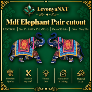LNXT 0158 MDF Elephant Cutout Pair laser cut wooden royal navy blue elephant plaques pack of 10 pairs