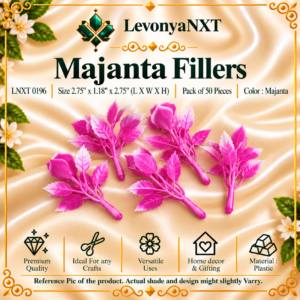 LNXT 0196 Majanta Fillers vibrant rani magenta plastic rosebud floral picks pack of 50 pieces for torans and hampers