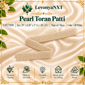 LNXT 0188 Pearl Toran Patti handcrafted 9-row off-white faux pearl woven mesh valance band 39 inches long for entrance doors